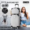 2 Piece Luggage Set Carry On Travel Suitcases Hard Shell Lightweight Traveller Checked Rolling Travelling Trolley Vanity Bag