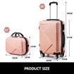 2 Piece Luggage Set Travel Carry On Hard Shell Suitcases Traveller Rolling Travelling Checked Trolley Vanity Bag Lightweight