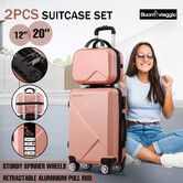 2 Piece Luggage Set Travel Carry On Hard Shell Suitcases Traveller Rolling Travelling Checked Trolley Vanity Bag Lightweight