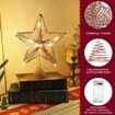 Christmas Star Tree Topper, Glitter 3D Star Tree Top with LED Lights for Christmas Tree Decoration and Holiday Seasonal Decor - Rose Gold