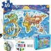 46 Pcs World Map Floor Puzzle Raising Children Recognition Promotes Hand Eye Coordinatio Age 3+