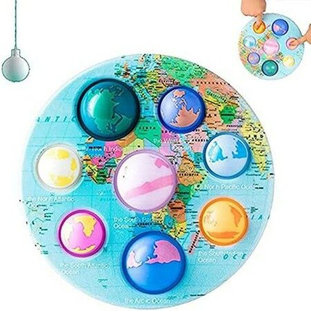 Ocean Fidget Toys Big Dimple Fidget Toys Stress Relief Portable Handheld Colorful Early Educational Dimple Toy for Kids (Eight Oceans)