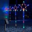 Solar Christmas Pathway Lights, Set of 4 Star Solar Powered Christmas Decorations Outdoor, Waterproof Christmas Garden Stake Lights for Patio, Yard, Garden, Lawn Christmas Holiday Decor