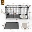 Pet Crate Cat Dog Cage Kennel Bird Rabbit Hutch Enclosure House Bunny Puppy Playpen Metal Toilet Doors XL Black