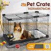 Pet Crate Cat Dog Cage Kennel Bird Rabbit Hutch Enclosure House Bunny Puppy Playpen Metal Toilet Doors XL Black