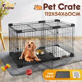 Dog Cat Crate Cage Kennel Pet Bird Enclosure Rabbit Hutch House Puppy Bunny Playpen Metal Toilet Doors Large Black