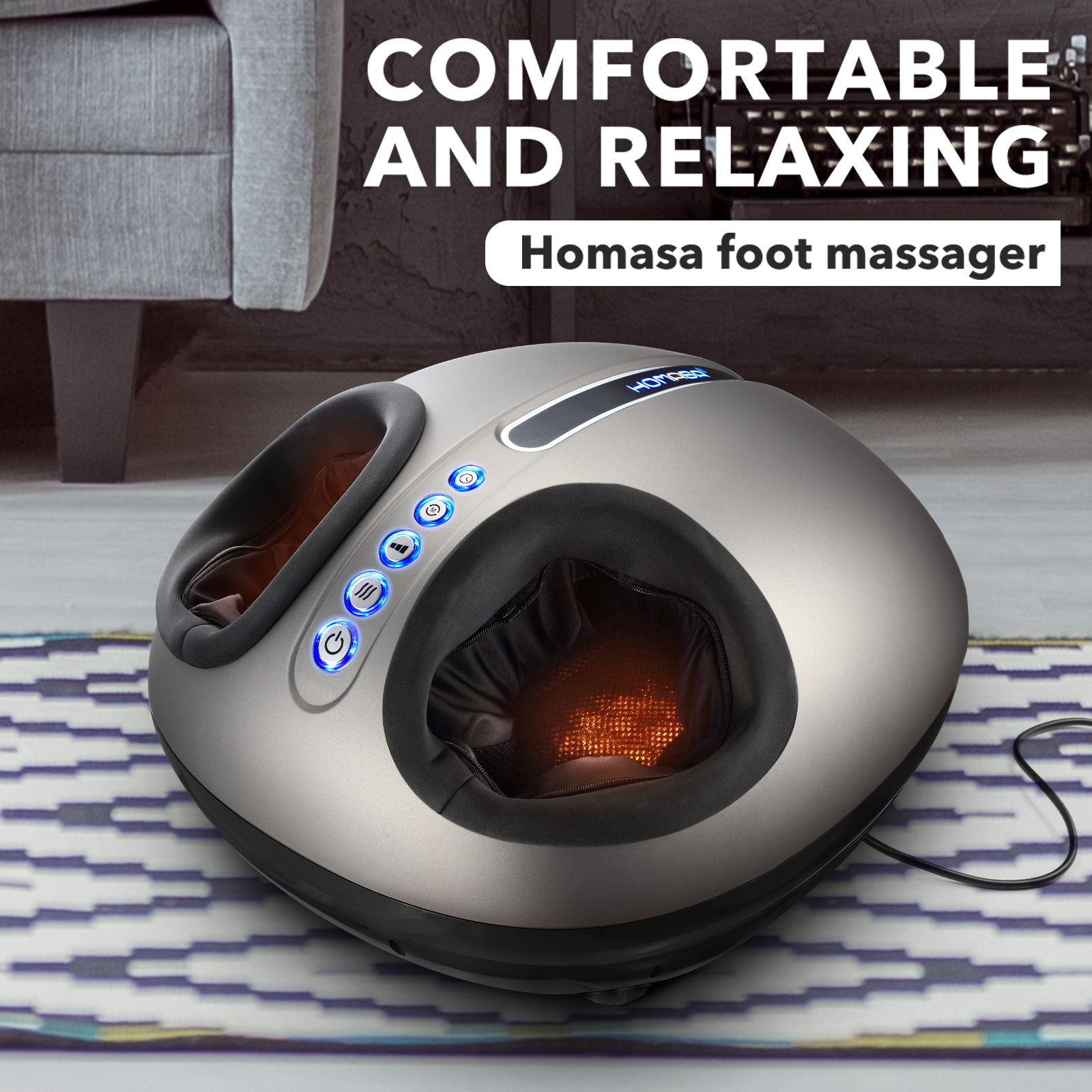 HOMASA Foot Massager Machine Spa Reflexology with Heat Shiatsu Deep