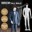 Male Mannequin 185CM Full Body With Wig Manikin Display Stand Dress Form Adjustable Detachable White