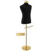 Male Mannequin With Shoes tray and Pants rack Torso Dress Form Display Stand Dummy Manikin Dressmakers Metal Base 165-185cm Black