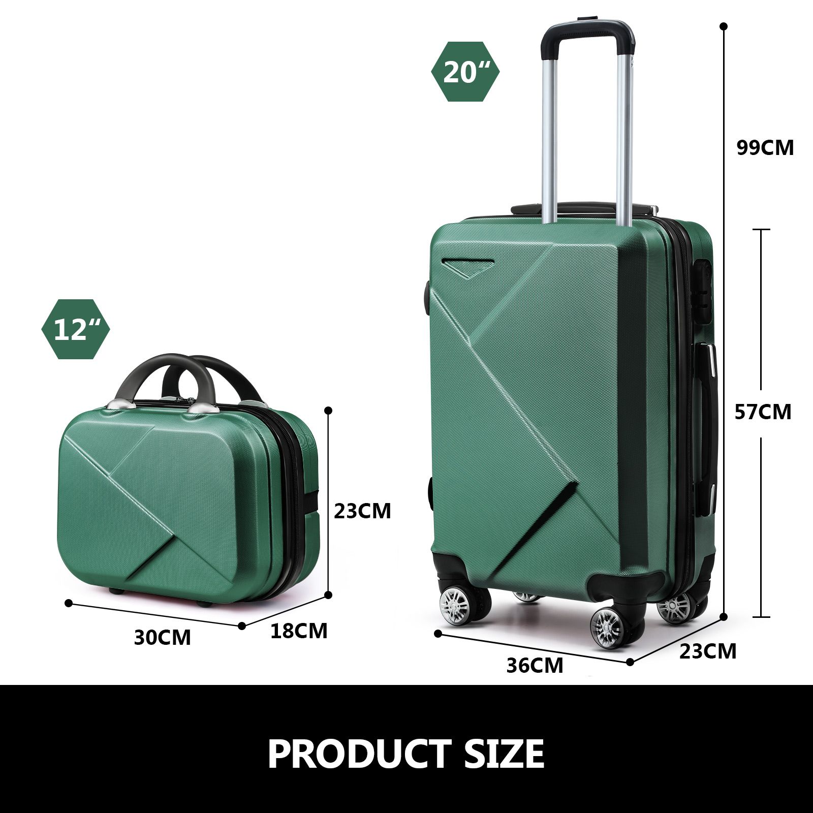 2 Piece Luggage Set Carry On Travel Hard Shell Suitcases Traveller