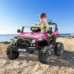 Electric Ride On Car Kids Vehicle Toy Childrens Off Road Jeep Truck with Parental Remote Control MP3 Flashing Lights 2.4G Dual Openable Door