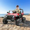 Electric Ride On Car Vehicle Toy Off Road Remote Control Jeep Truck for Kids Children 2.4G MP3 Flashing Lights Dual Openable Door