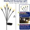 Solar Garden Lights,Solar Swaying Light,Sway by Wind,Solar Outdoor Lights,Yard Patio Pathway Decoration, High Flexibility Iron Wire & Heavy Bulb Base, Warm White (2 Pack)