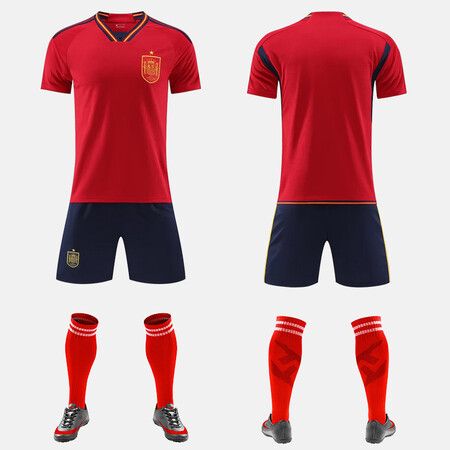 Size 24 Spain World Cup Sport Host Stadium Fans Supporter National Team Soccer Footaball Short sleeves T Shirt Trousers Socks
