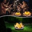 Solar Light Outdoor Metal Glass Decorative Waterproof Garden Light LED Lotus Flower Table Lamp (Orange)