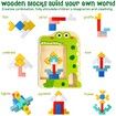 Wooden Blocks Puzzle Brain Teasers Toy Tangram Jigsaw for Kids 3D Russian Blocks Montessori STEM Educational Toy Age 3+