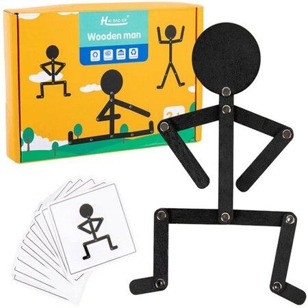 Wooden Jigsaw Puzzle Toys Montessori Human 24 Body Actions Cards Matching Game Toddler Imagination Training Educational Toy Gift