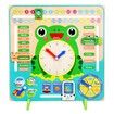 Montessori Wooden Toys Learning Clock Multifunctional Wooden Frog Teaching Clock Calendar Weather Season for Kids Age 3+