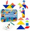 Tangram Pattern Puzzles Set Woodiness Blocks Colorful Tangram Sorting 60 Design Cards with 120 Pattern Jigsaw Puzzle Age 3+