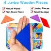 Tangram Pattern Puzzles Set Woodiness Blocks Colorful Tangram Sorting 60 Design Cards with 120 Pattern Jigsaw Puzzle Age 3+