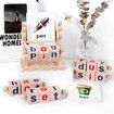 Montessori Wooden Reading Blocks Flash Cards Short Vowel Turning Rotating Matching Letters Toy for Toddlers 36m+