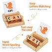 Montessori Wooden Reading Blocks Flash Cards Short Vowel Turning Rotating Matching Letters Toy for Toddlers 36m+