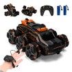 Remote Control Car 2.4 GHz Six-Wheel 4WD Gesture Sensor Stunt Car Arm Stunt Toy Car with Music Lights Spray Age 8+ (Orange)