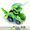 2 in 1 Transforming Dinosaur LED Car Automatic Eletric Toy Car Lamps for Kids Toddlers Ages 3+(Green)