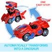 2 in 1 Transforming Dinosaur LED Car Automatic Eletric Toy Car Lamps for Kids Toddlers Ages 3+(Red)