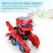 2 in 1 Transforming Dinosaur LED Car Automatic Eletric Toy Car Lamps for Kids Toddlers Ages 3+(Red)