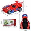 2 in 1 Transforming Dinosaur LED Car Automatic Eletric Toy Car Lamps for Kids Toddlers Ages 3+(Red)