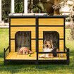 Wood Dog Kennel House XXL Pet Cat Home Shelter Crate Outdoor Puppy Cage Cabin Weatherproof Lift up Asphalt Roof Divider