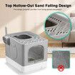 Cat Litter Box Enclosed Kitten Pet Toilet Training Kitty Enclosure Top Front Entry Removable Tray Large Furniture Scoop Collapsible Elegant Grey