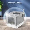 Cat Litter Box Enclosed Kitten Pet Toilet Training Kitty Enclosure Top Front Entry Removable Tray Large Furniture Scoop Collapsible Elegant Grey