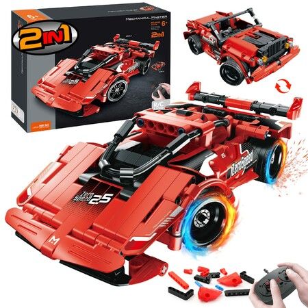 STEM Building Remote Control Car 2 in 1 Model Car Kits 341 Pcs Engineering Construction Building Blocks Toy Age 6+