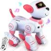 RC Robot Electronic Dog Pets Programmable Interactive Smart Dancing Walking Voice Control Gifts for Kids Age 3+(Pink)
