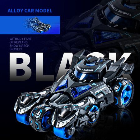 Pull Back Cars Vehicles Motorcycle Launcher Toy Die-cast 3 in 1 Catapult Race Trinity Chariot (Black)
