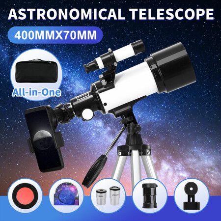 Astronomical Telescope 40070 Space Adults Kids Beginner Astronomy Monocular 70mm Aperture 400mm Fully-Coated High Transmission Coatings