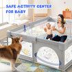 Baby Playpen Fence Pen Activity Centre Playground Enclosure Safety Gate Barrier Play Room Yard 150x150cm 