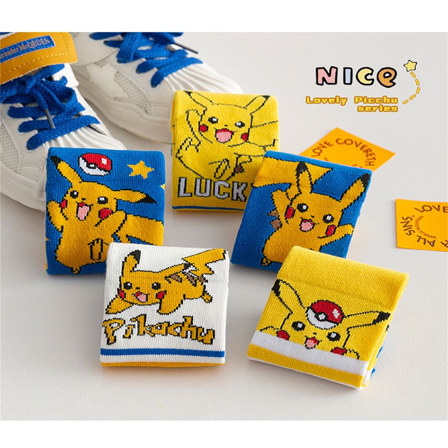 Pokemon KIDS 5 Pack Socks Patterned Novelty Colorful Funny Cartoon SizeS