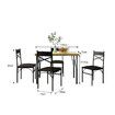 5 Piece Dining Table and Chairs Set Kitchen Room 4 Seater Wood Breakfast Bar Pub Counter Stool Outdoor Backrest Oak Black