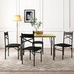 5 Piece Dining Table and Chairs Set Kitchen Room 4 Seater Wood Breakfast Bar Pub Counter Stool Outdoor Backrest Oak Black
