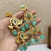 Vintage no-pierced palace style treasure tassel ear clip ancient color glass earrings stud clip no-pierced