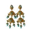 Vintage no-pierced palace style treasure tassel ear clip ancient color glass earrings stud clip no-pierced