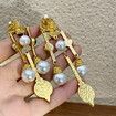 Vintage no-pierced palace style treasure tassel ear clip ancient color glass earrings stud clip no-pierced