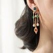 Vintage no-pierced palace style treasure tassel ear clip ancient color glass earrings stud clip no-pierced