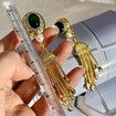 Vintage no-pierced palace style treasure tassel ear clip ancient color glass earrings stud clip no-pierced