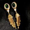 Vintage no-pierced palace style treasure tassel ear clip ancient color glass earrings stud clip no-pierced