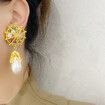 Niche retro  no-pierced palace style treasure tassel ear clip ancient color glass earrings stud clip no-pierced