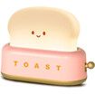 Desk Decor Toaster Lamp,Rechargeable Small Lamp with Smile Face Toast Bread Cute Toaster Shape Room Decor Night Light for Bedroom,Bedside,Living Room,Dining,Desk Decorations,Gift (Pink)